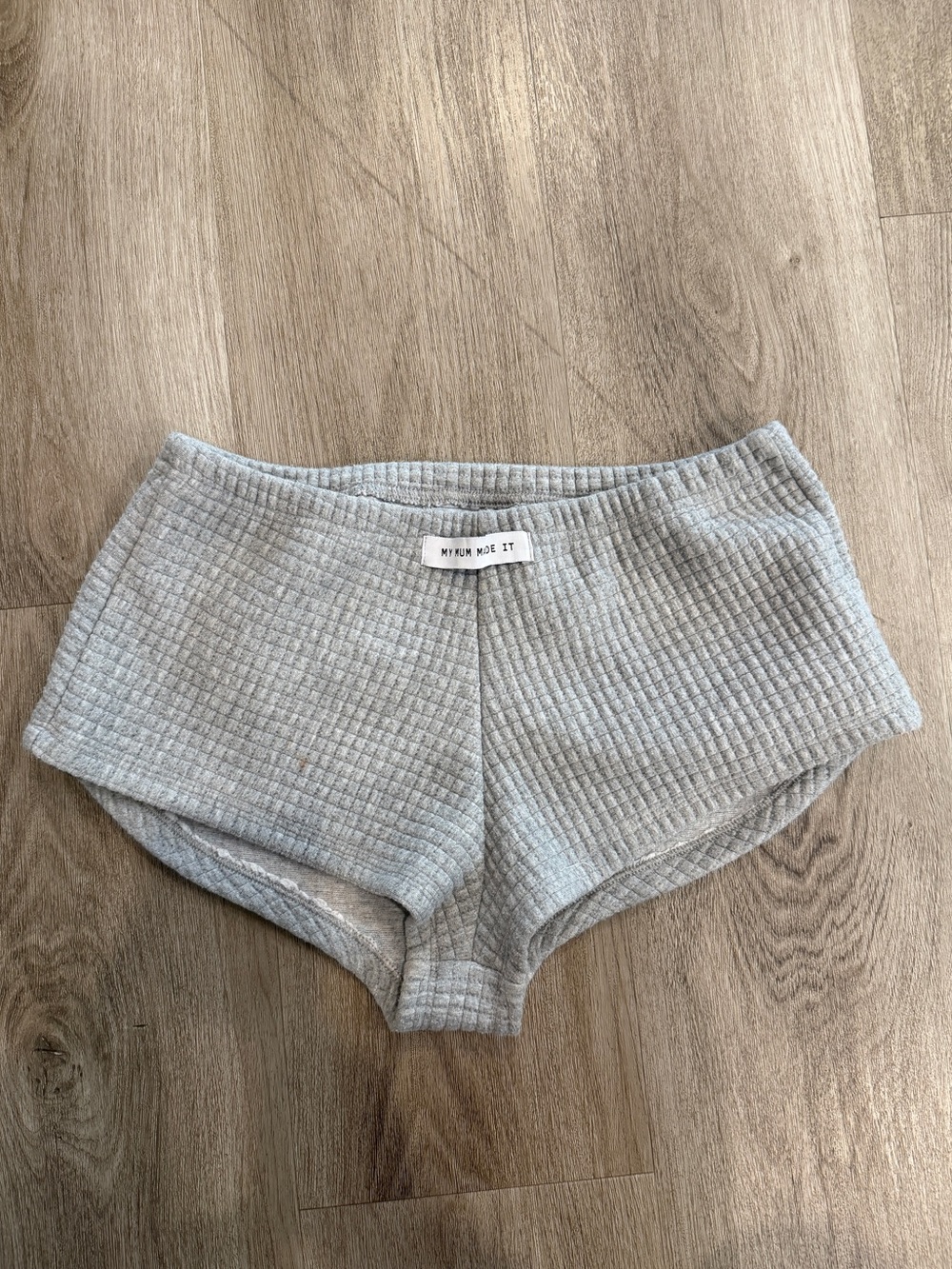 Gray quilted lounge shorts